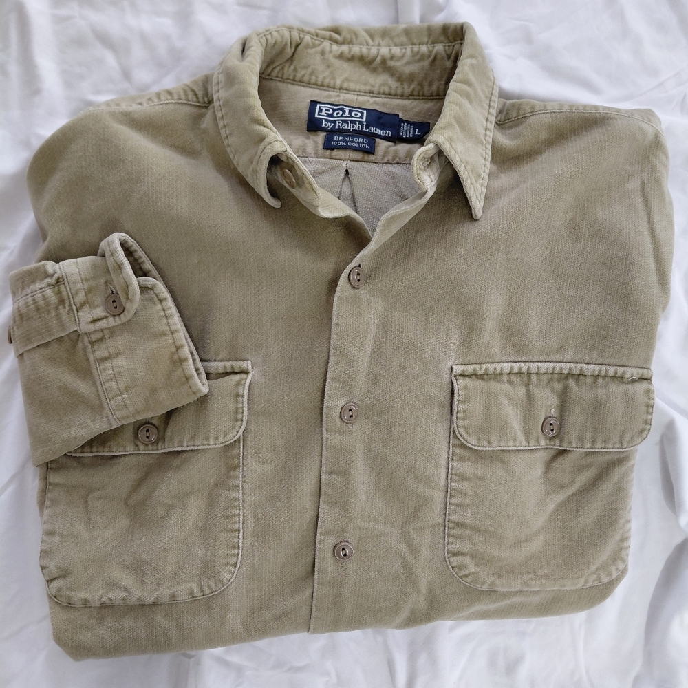Polo By Ralph Lauren Khaki Benford Long Sleeve Button Down Shirt